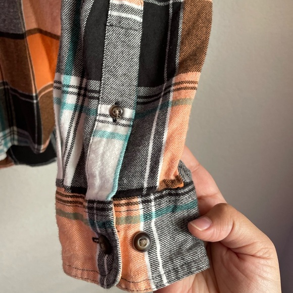 Sonoma Men’s Orange and Black Plaid Button-Down Flannel Shirt size L - Picture 4 of 7